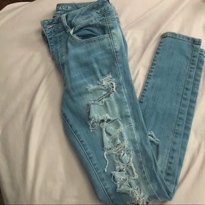 American Eagle High Rise Ripped Jeans